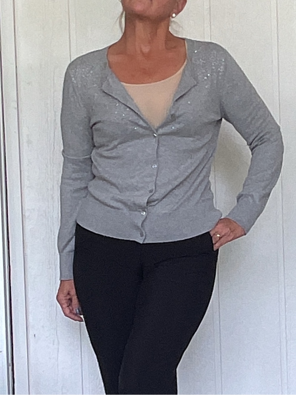 Loft Modern City Crystal Cotton Cardigan Size Small